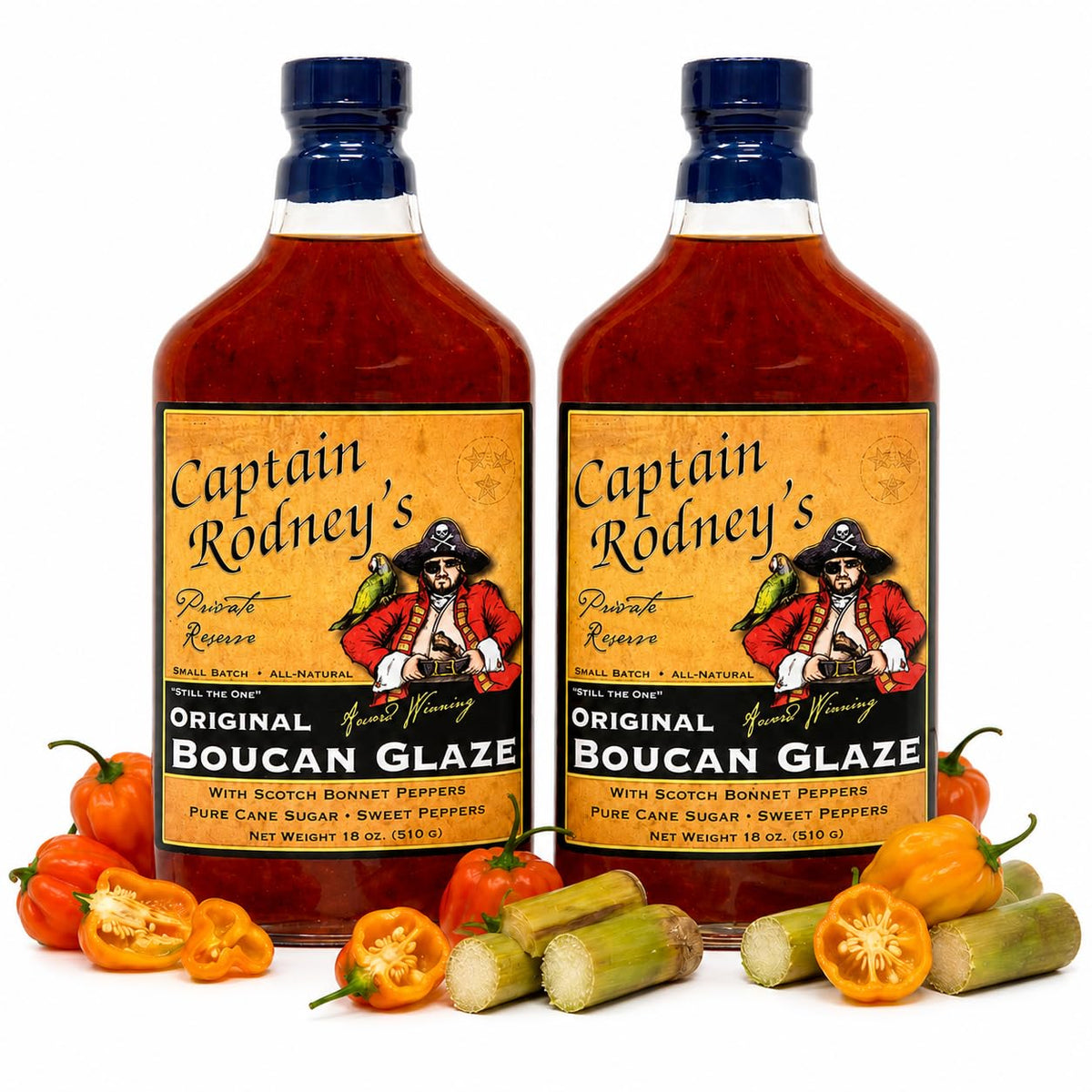 Captain Rodney's Boucan Pepper Glaze 18 oz (2 Pack) | Sweet Heat Caribbean Glaze
