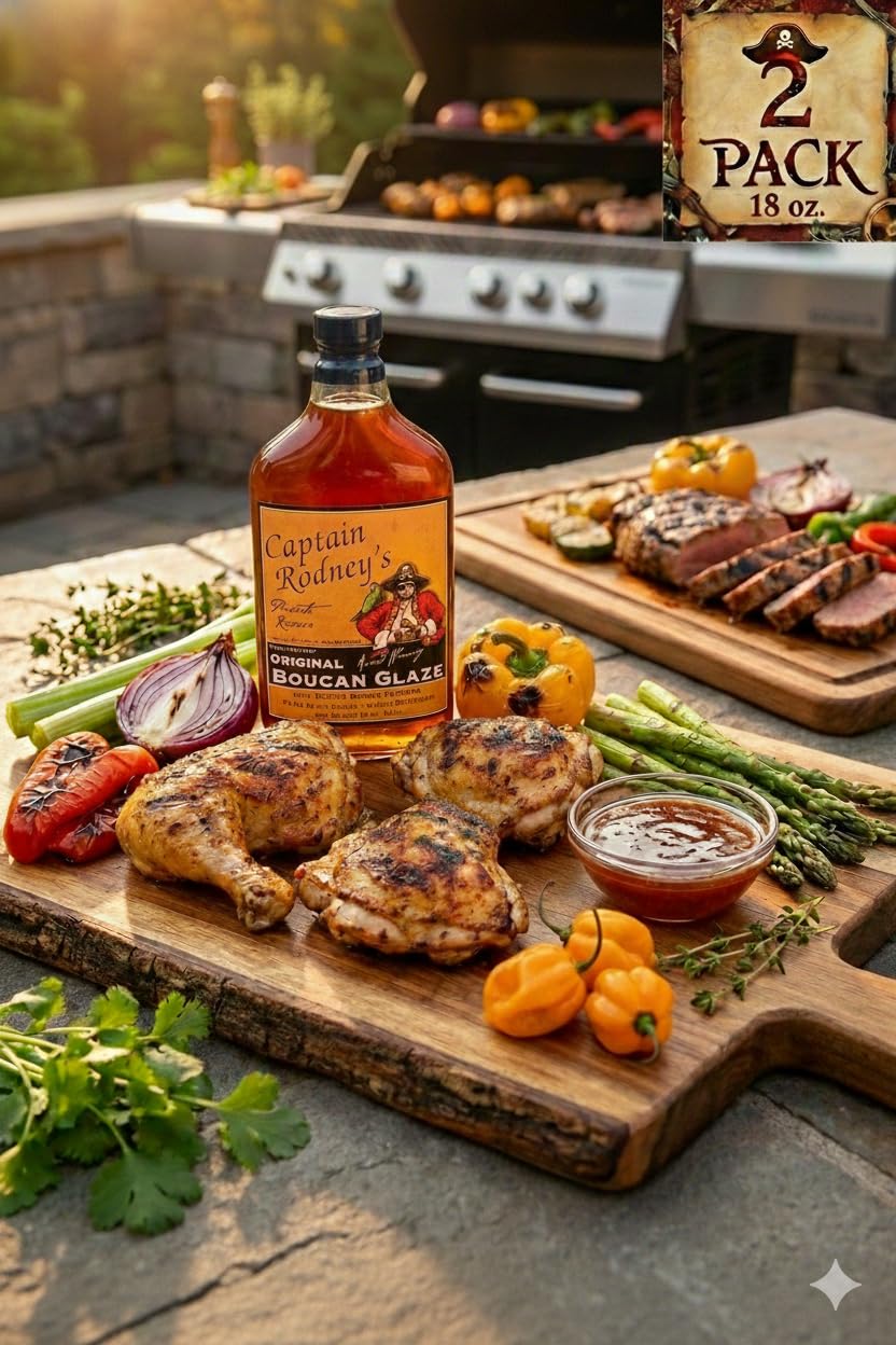 Captain Rodney's Boucan Pepper Glaze 18 oz (2 Pack) | Sweet Heat Caribbean Glaze