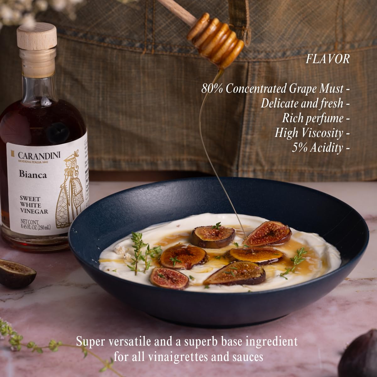Carandini Bianca Sweet White Vinegar – Italian White Balsamic-Style Vinegar, 2 x 8.45 fl oz