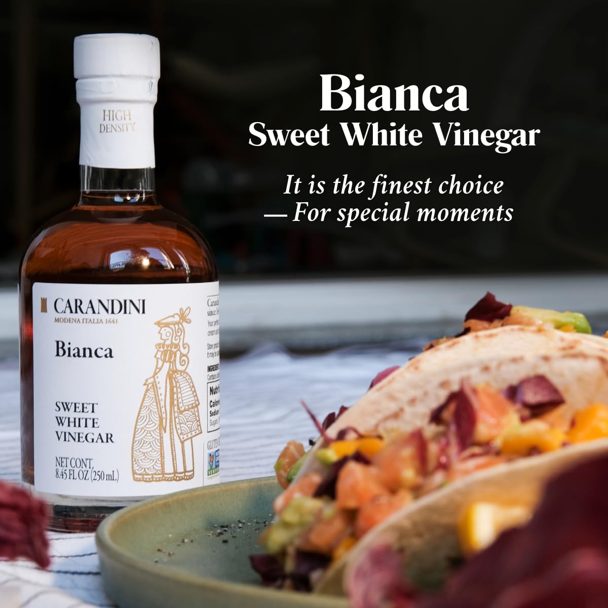 Carandini Bianca Sweet White Vinegar – Italian White Balsamic-Style Vinegar, 2 x 8.45 fl oz