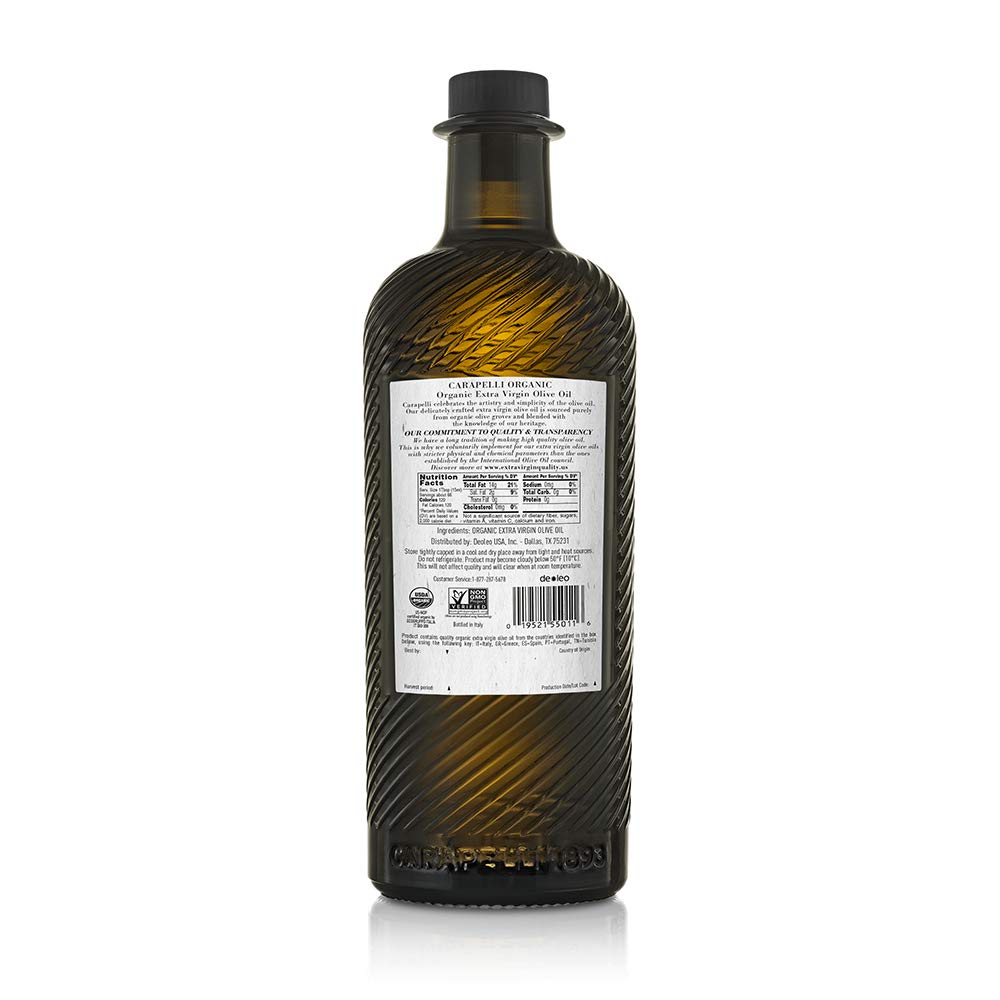 Carapelli Organic Extra Virgin Olive Oil – Cold-Pressed EVOO, 1 Liter
