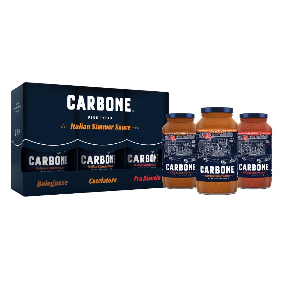 Carbone Simmer Sauce Variety Pack: Bolognese, Fra Diavolo & Cacciatore | Gluten Free, Non-GMO, Low Carb