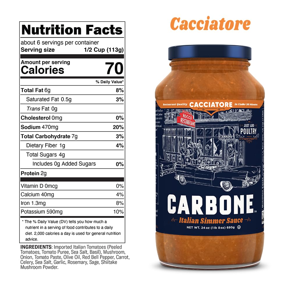 Carbone Simmer Sauce Variety Pack: Bolognese, Fra Diavolo & Cacciatore | Gluten Free, Non-GMO, Low Carb