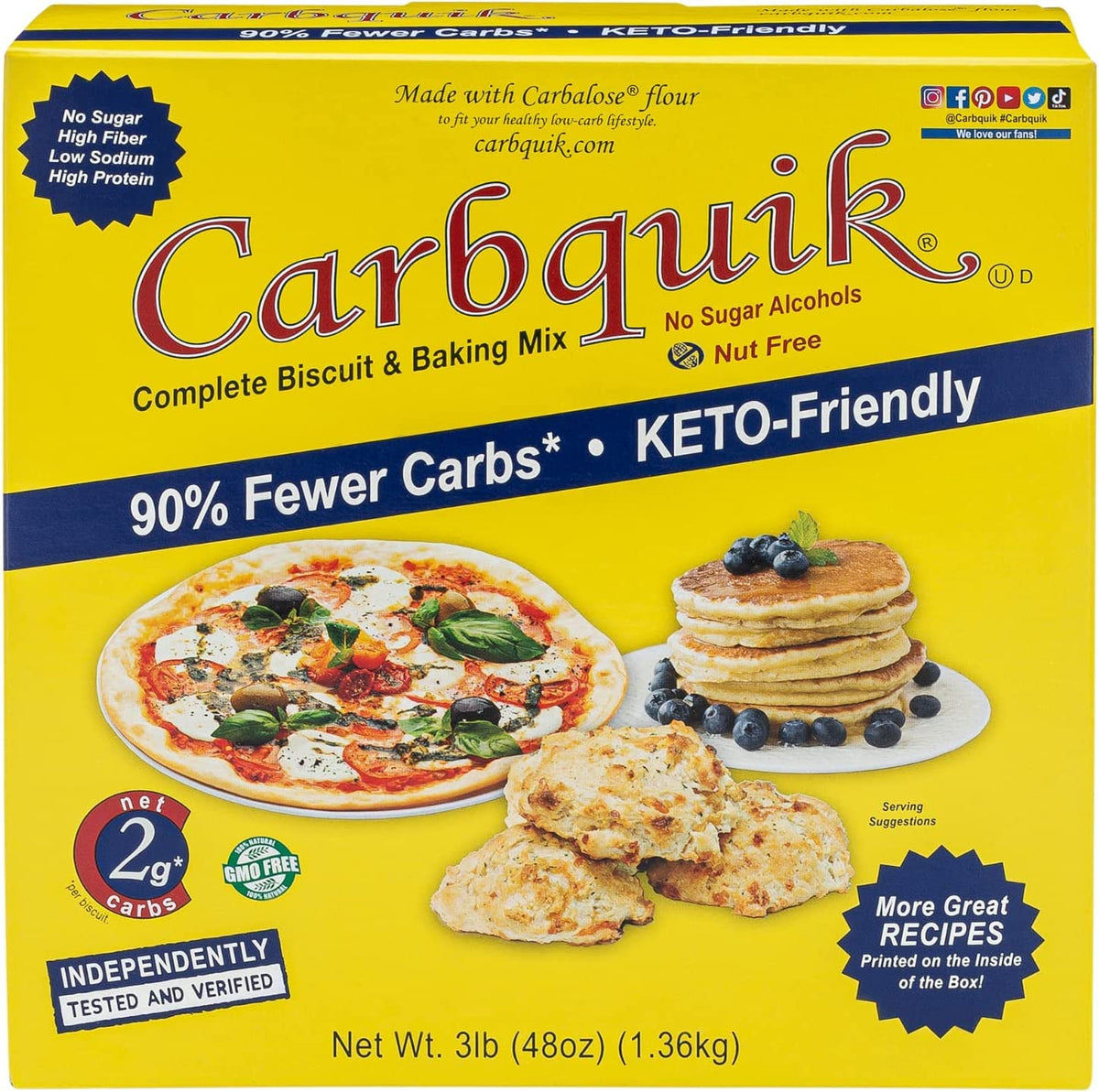 Carbquik Baking Mix 3 lb - 90 Biscuits, 2g Net Carbs per Biscuit