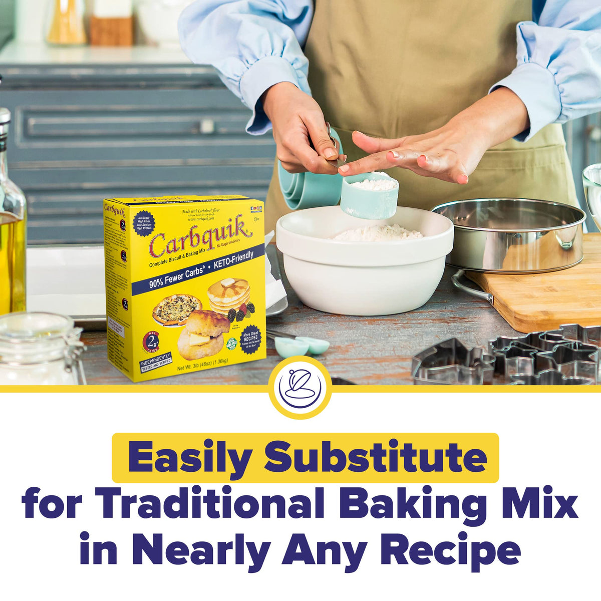 Carbquik Baking Mix 3 lb - 90 Biscuits, 2g Net Carbs per Biscuit