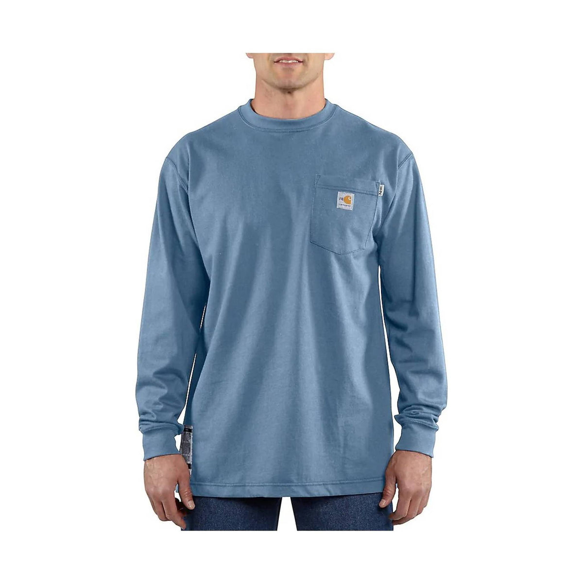 Carhartt Men's Flame Resistant Force Cotton Long-Sleeve T-Shirt - Medium Blue