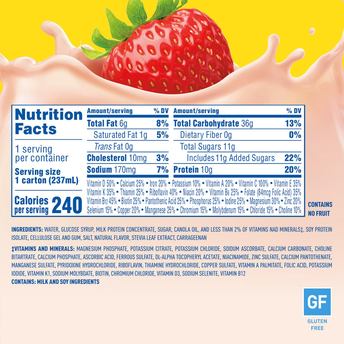 Carnation Breakfast Essentials Ready-to-Drink Creamy Strawberry – 8 fl oz Carton (Pack of 24)