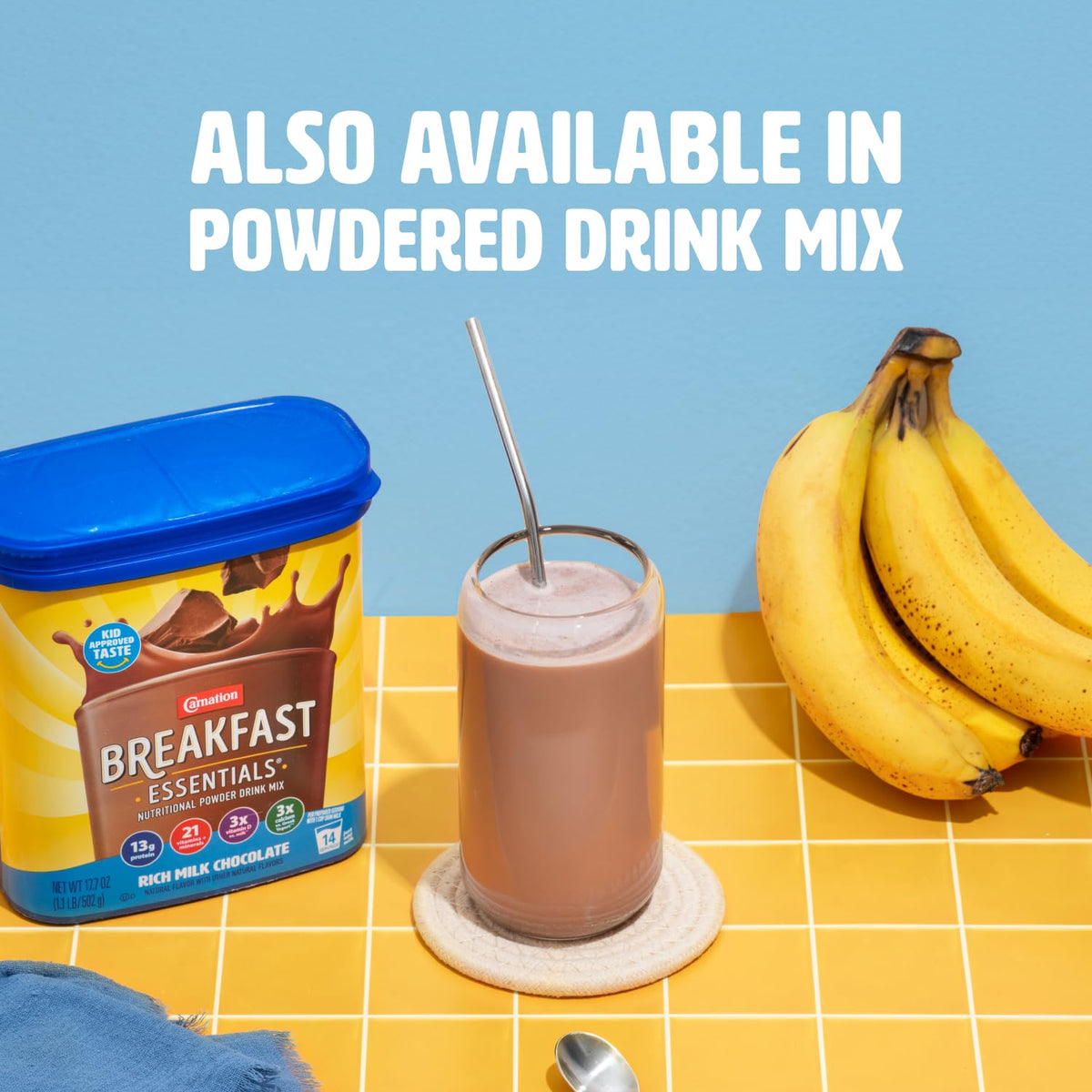 Carnation Breakfast Essentials Ready to Drink with Fiber – Rich Milk Chocolate, 8 fl oz Carton (Pack of 24)