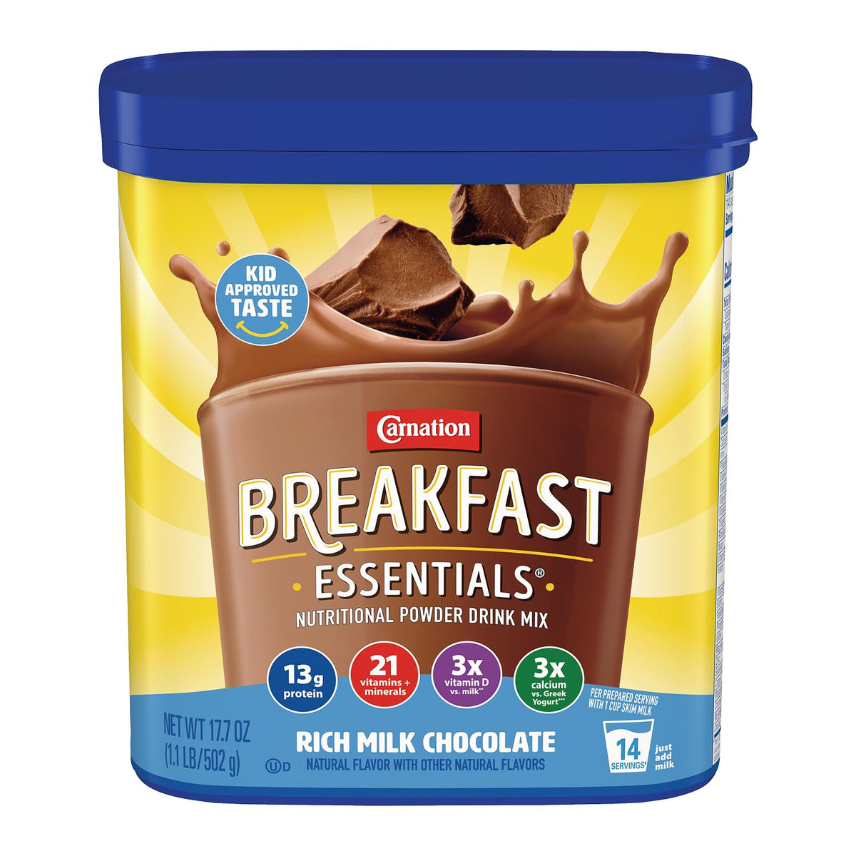 Carnation Breakfast Essentials Rich Milk Chocolate Powder Drink Mix – 17.7 oz, Pack of 6
