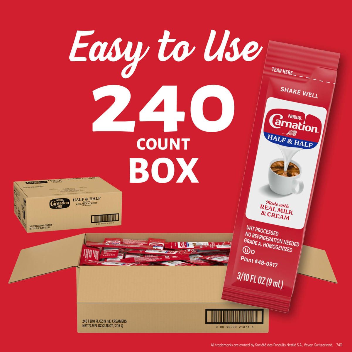 Carnation Half & Half Coffee Creamer — Real Dairy, 240 On-The-Go Stick Packs | Coffee Mate