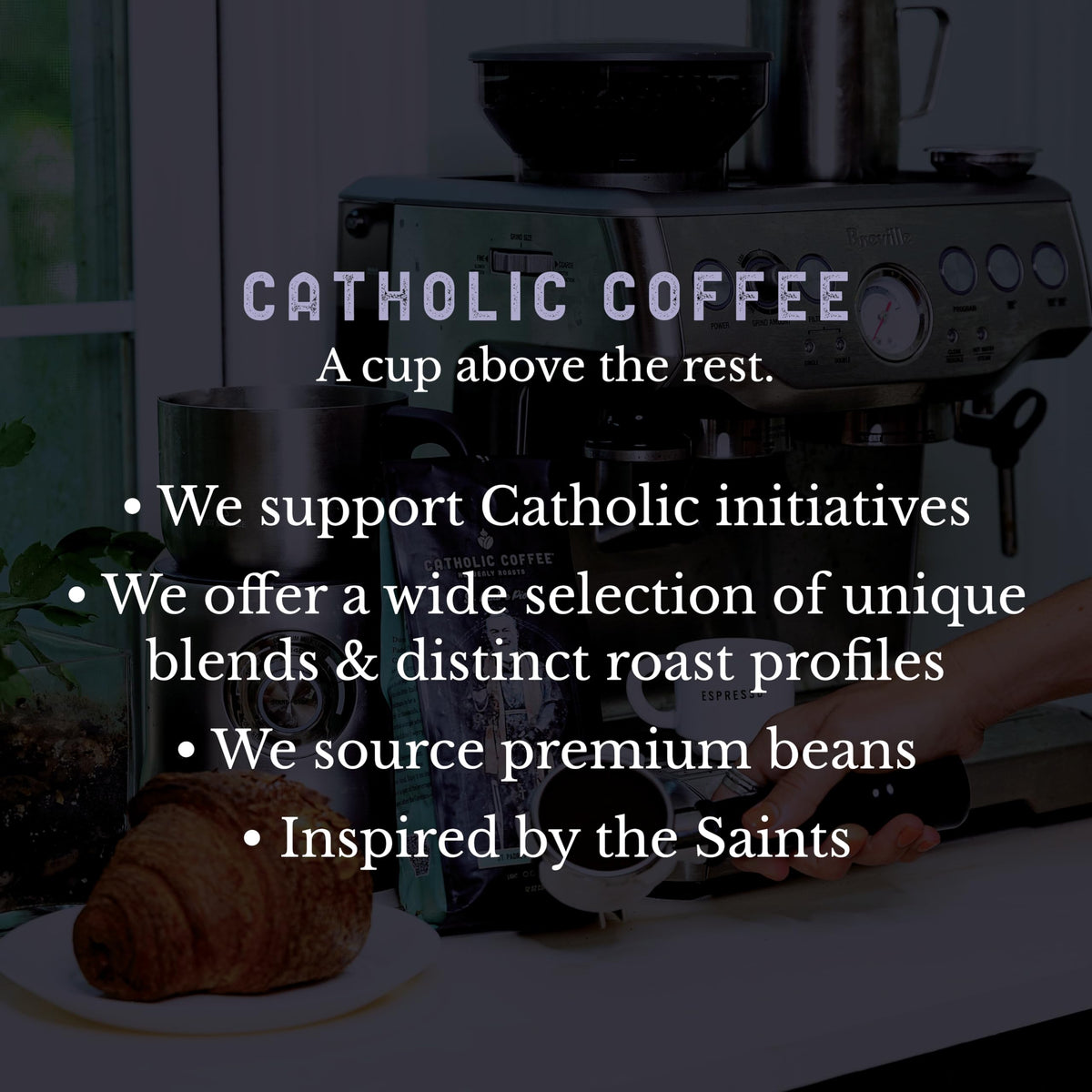 Catholic Coffee Padre Pio – Medium-Dark Roast Ground Coffee, Dark Cherry & Chocolate, 12oz