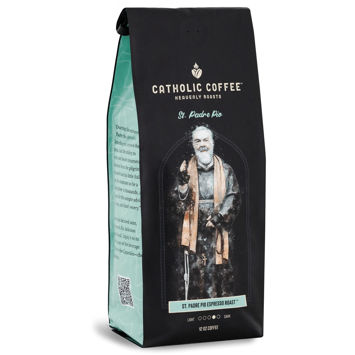Catholic Coffee Padre Pio – Medium-Dark Roast Ground Coffee, Dark Cherry & Chocolate, 12oz