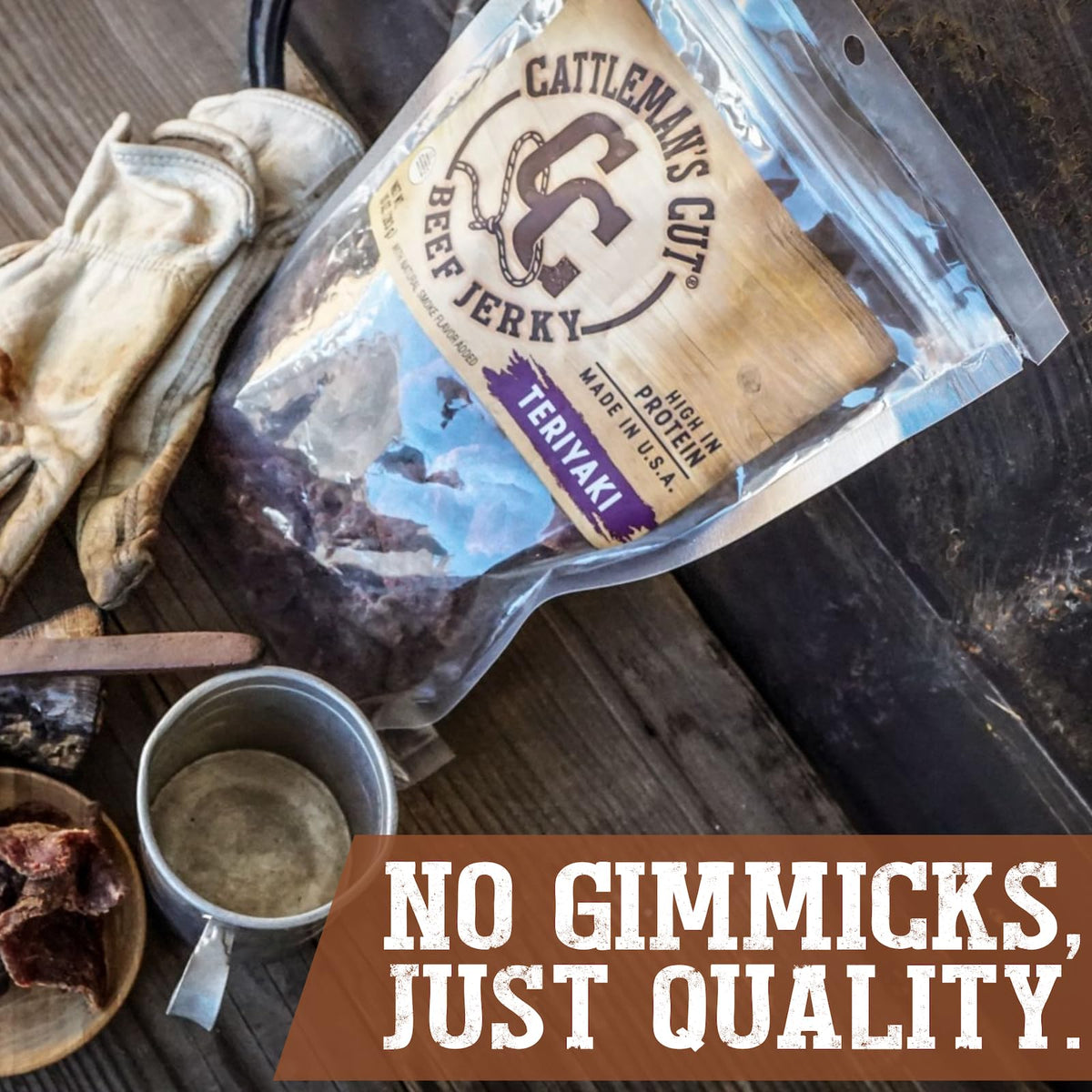 CATTLEMAN'S CUT Teriyaki Beef Jerky – Premium Marinated Steak, High Protein, Keto & Gluten Free, 10 oz