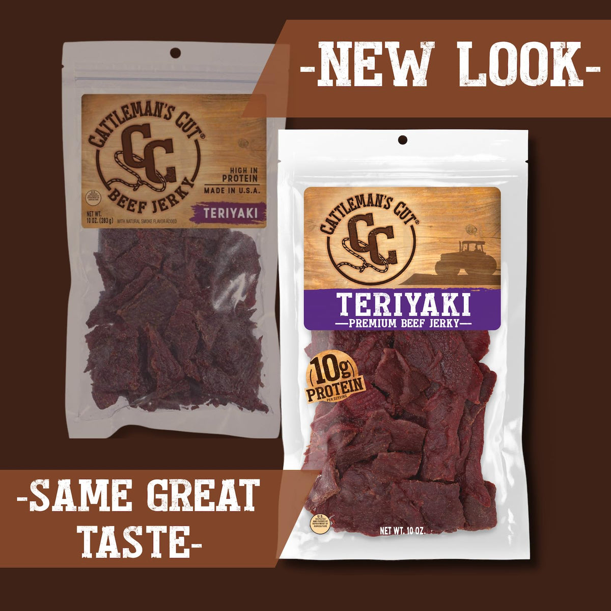 CATTLEMAN'S CUT Teriyaki Beef Jerky – Premium Marinated Steak, High Protein, Keto & Gluten Free, 10 oz