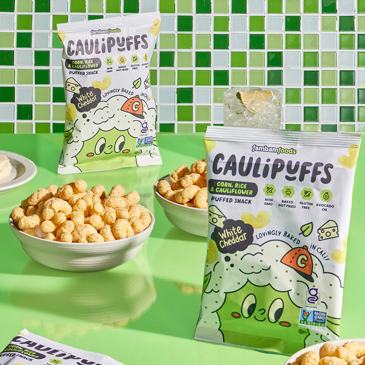 CauliPuffs White Cheddar Gluten Free Puffed Snack — 15 Pack (0.75 oz Bags) | Caulipuffs