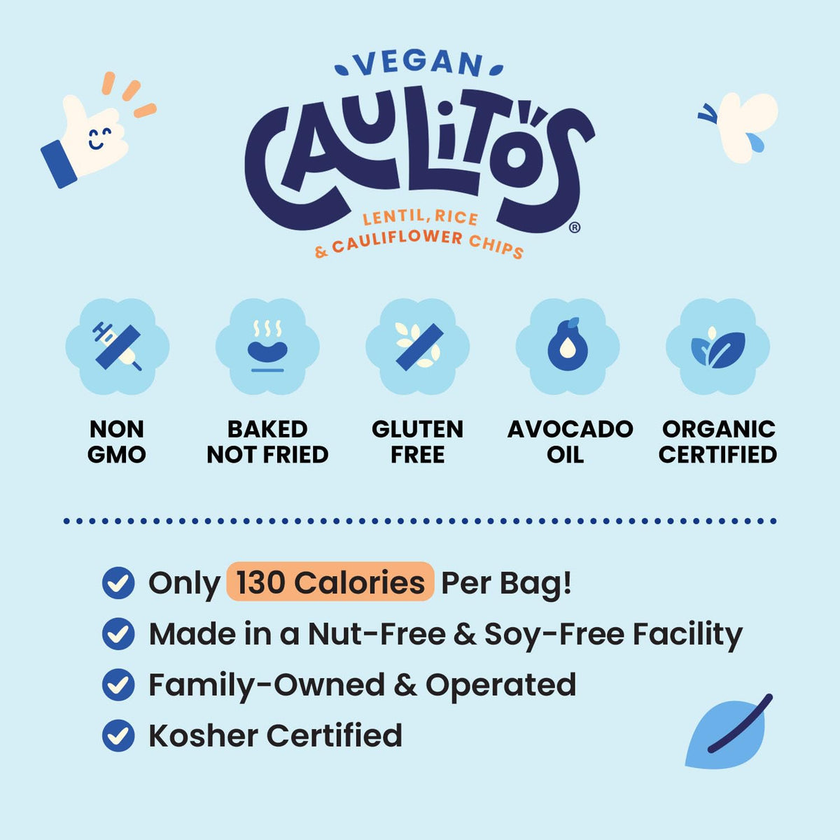 Caulitos Sea Salt Chips – 15 Pack | Organic Lentil, Rice & Cauliflower, Baked with Avocado Oil