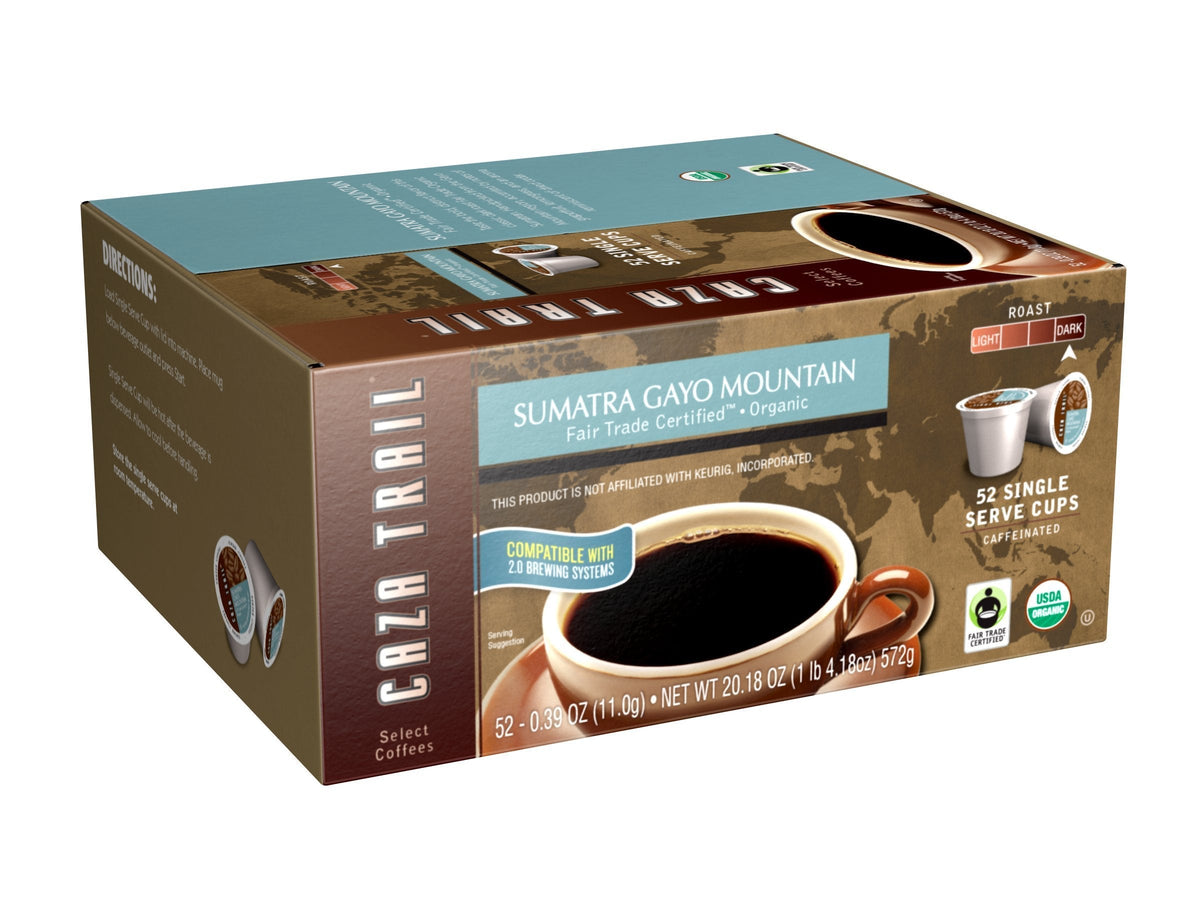 Caza Trail Coffee Organic Sumatra Gayo Mountain – 52 Single-Serve Cups