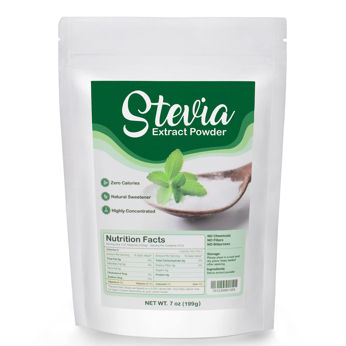 CCnutri Pure Stevia Powder 7oz/199g – Zero Calorie, No Fillers, No Bitterness