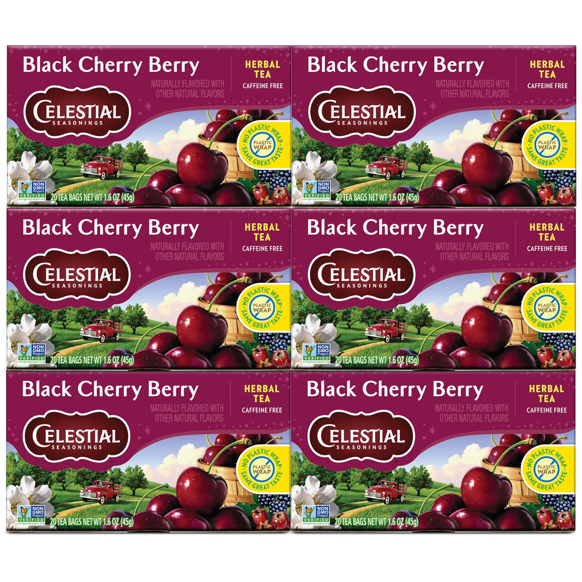 Celestial Seasonings Black Cherry Berry Herbal Tea - 6 Pack, Caffeine Free