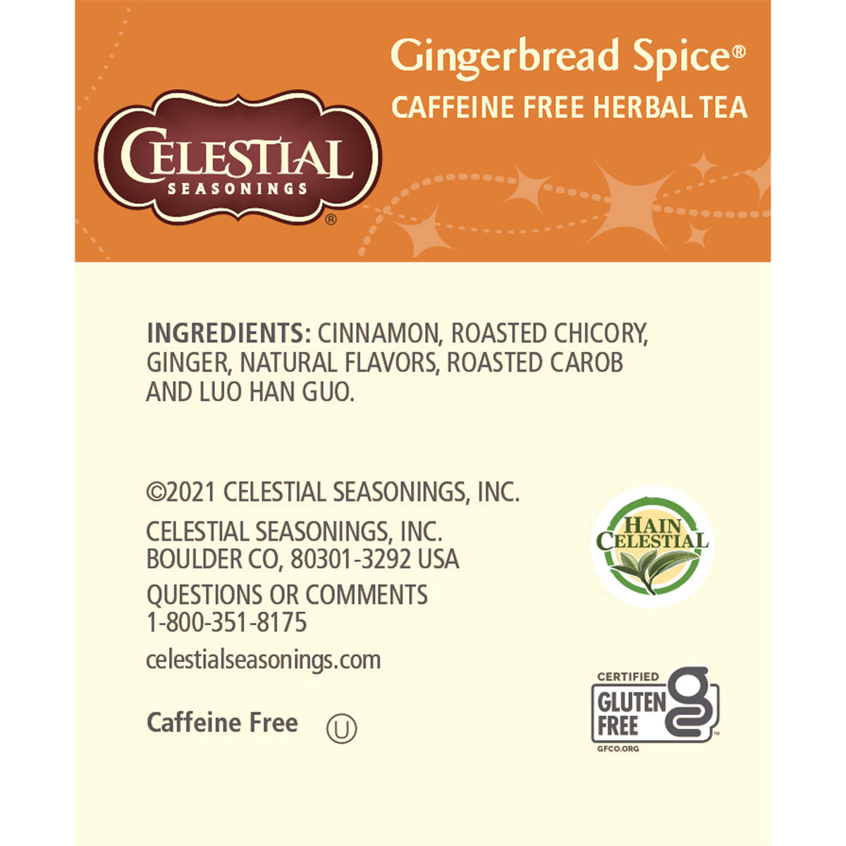 Celestial Seasonings Gingerbread Spice Herbal Tea — 6 Boxes of 18 Bags