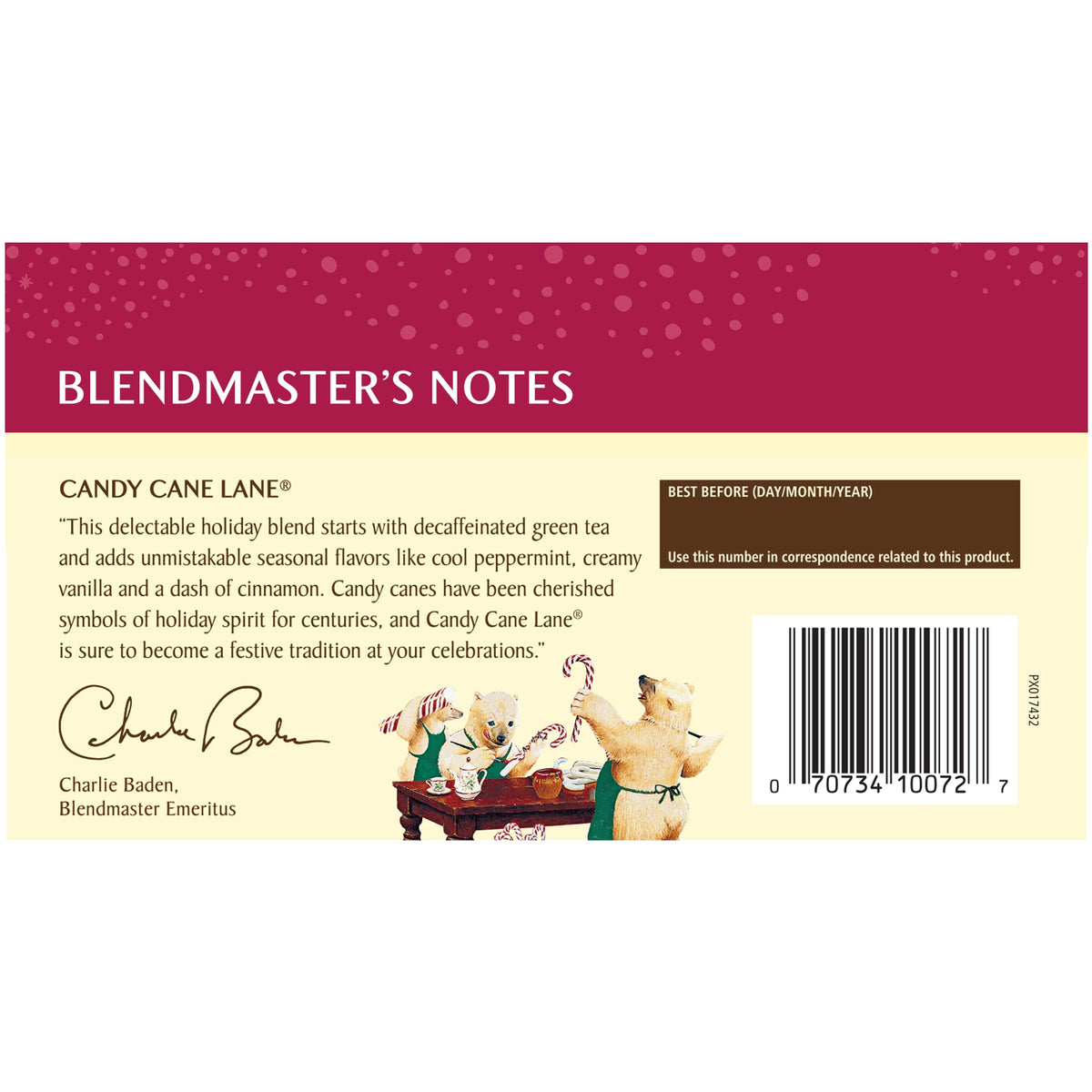 Celestial Seasonings Green Tea Candy Cane Lane Decaf — 18 Count Boxes (Pack of 6)