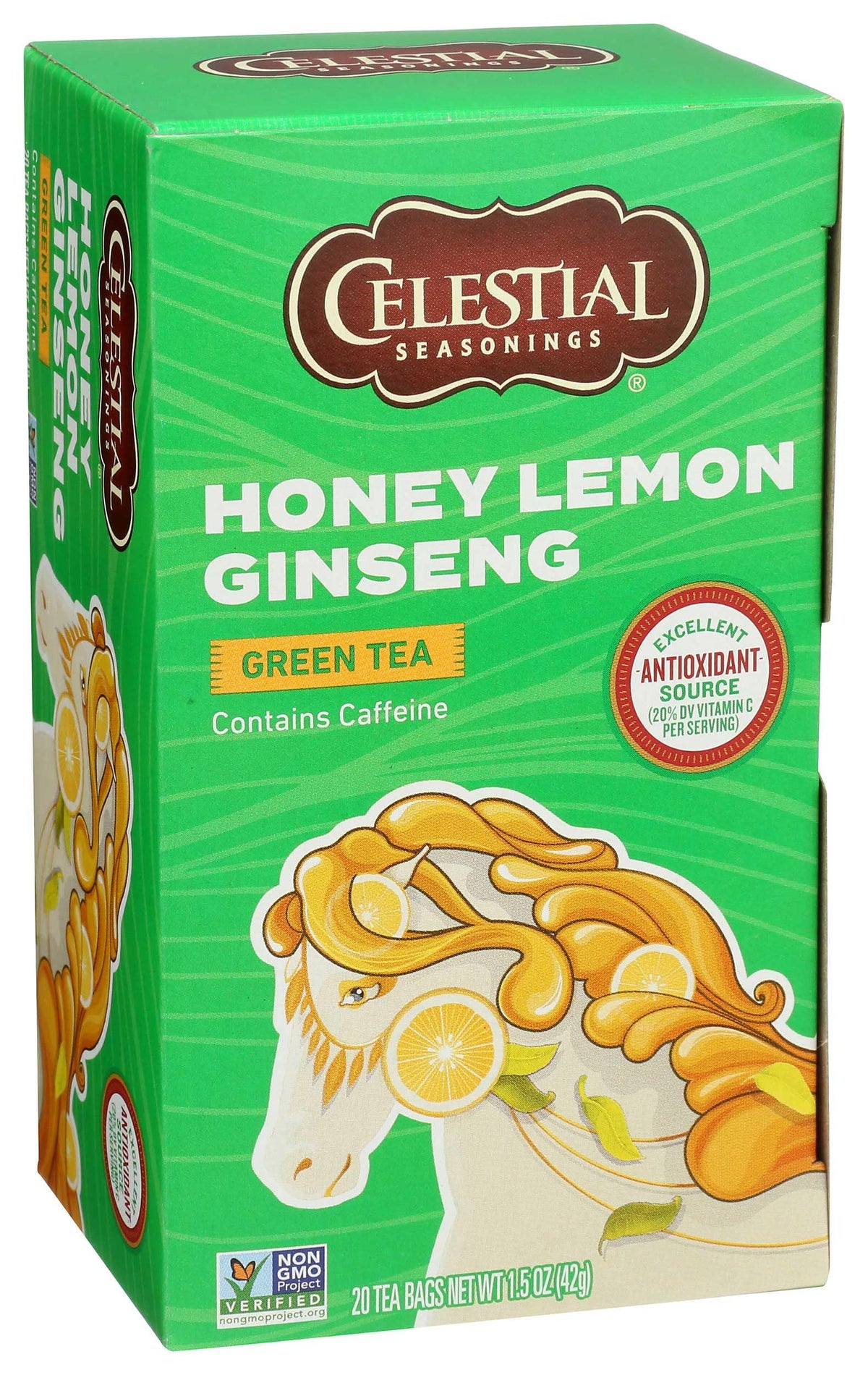 Celestial Seasonings Green Tea, Honey Lemon Ginseng — 6 Pack (20 Tea Bags Each)
