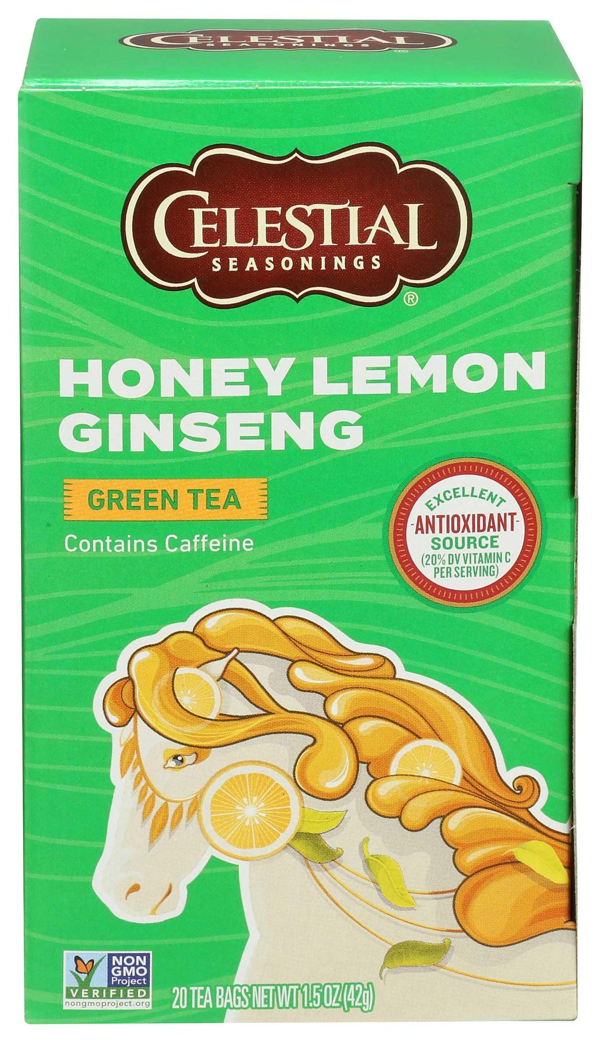 Celestial Seasonings Green Tea, Honey Lemon Ginseng — 6 Pack (20 Tea Bags Each)