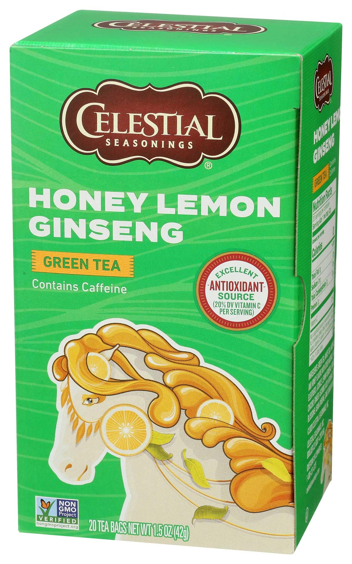 Celestial Seasonings Green Tea, Honey Lemon Ginseng — 6 Pack (20 Tea Bags Each)