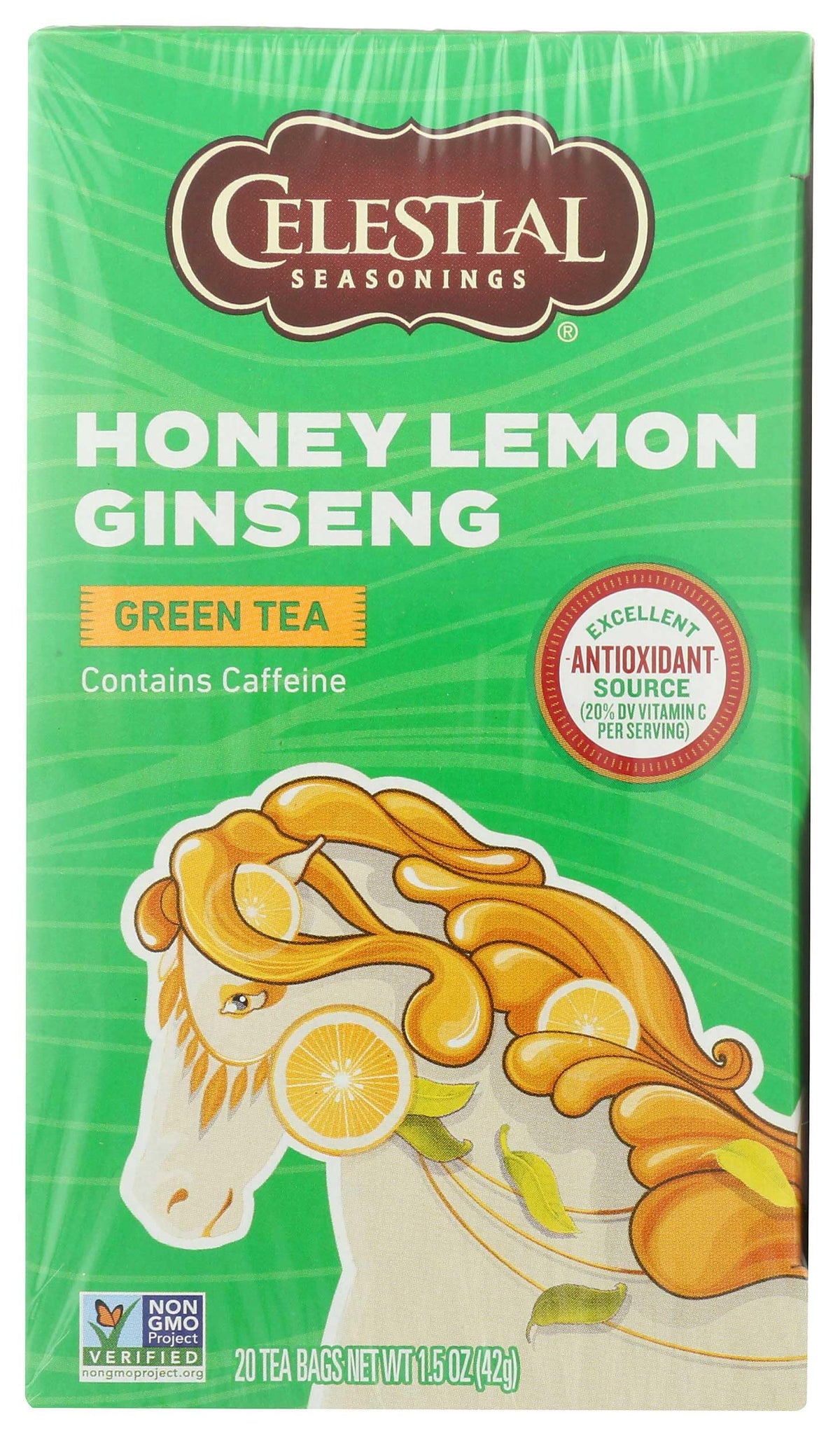 Celestial Seasonings Green Tea, Honey Lemon Ginseng — 6 Pack (20 Tea Bags Each)