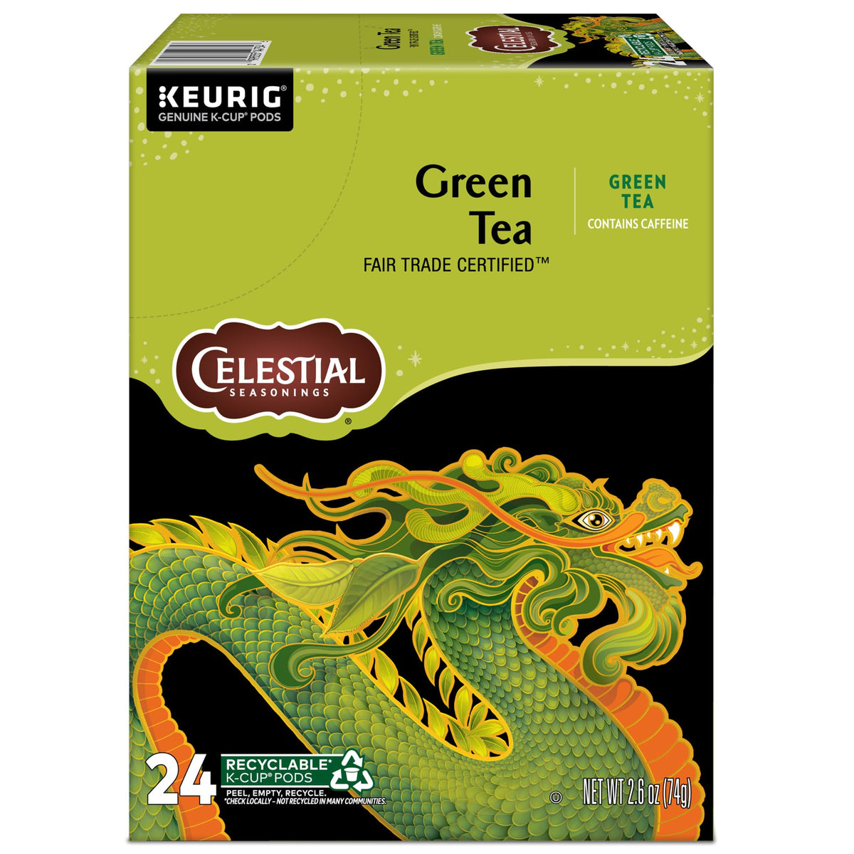 Celestial Seasonings Green Tea K-Cup Pods – 96 Count, Fair Trade, Recyclable