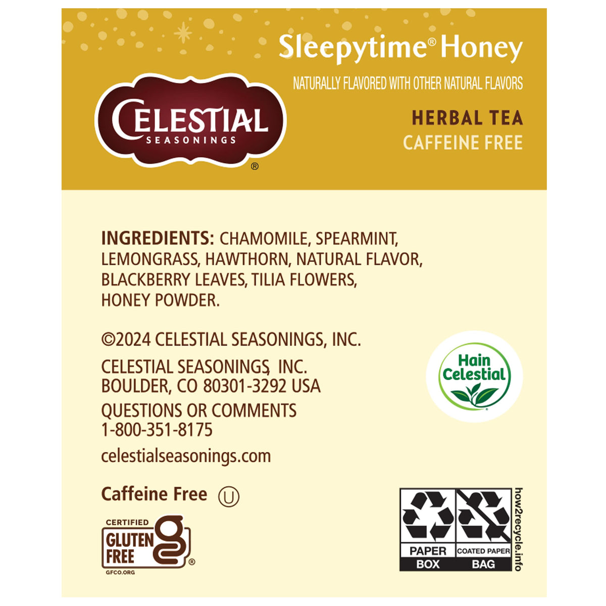 Celestial Seasonings Sleepytime Herbal Tea, Caffeine Free, Gluten Free — 20 Tea Bags Per Box (Pack of 6)
