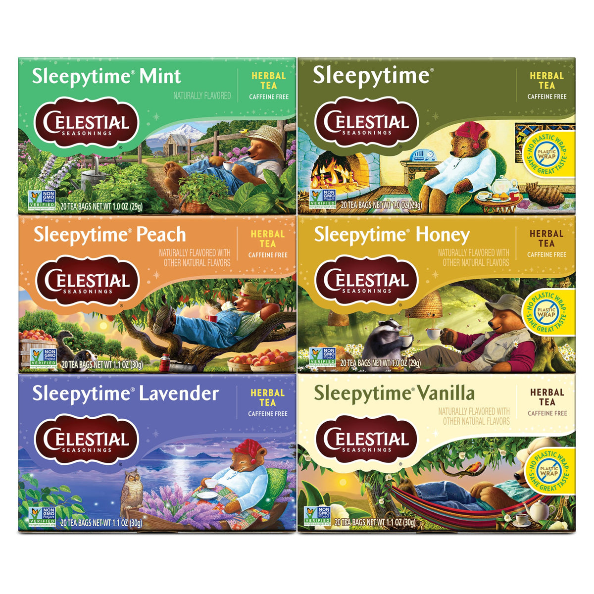 Celestial Seasonings Sleepytime Herbal Tea Variety Pack – Caffeine-Free, 120 Bags (Pack of 6)