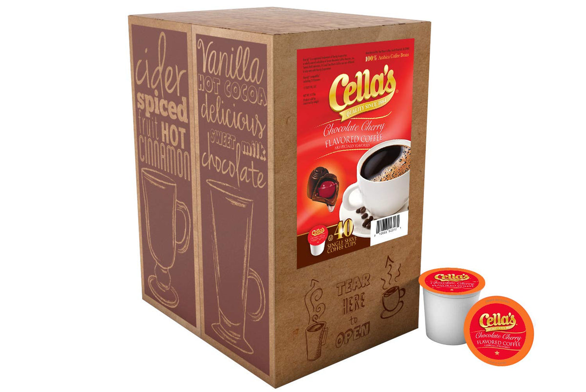 Cella's Chocolate Cherry Coffee Pods — Medium Roast, Keurig K-Cup Compatible, 40 Count