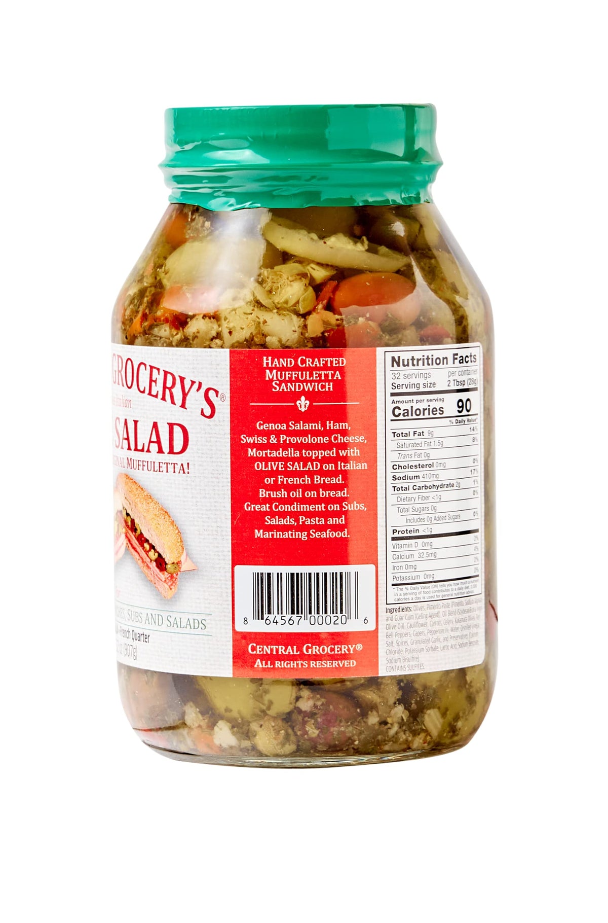 Central Grocery Olive Salad – 32 oz (Pack of 2) | Authentic Muffuletta Flavor & Versatile Topping
