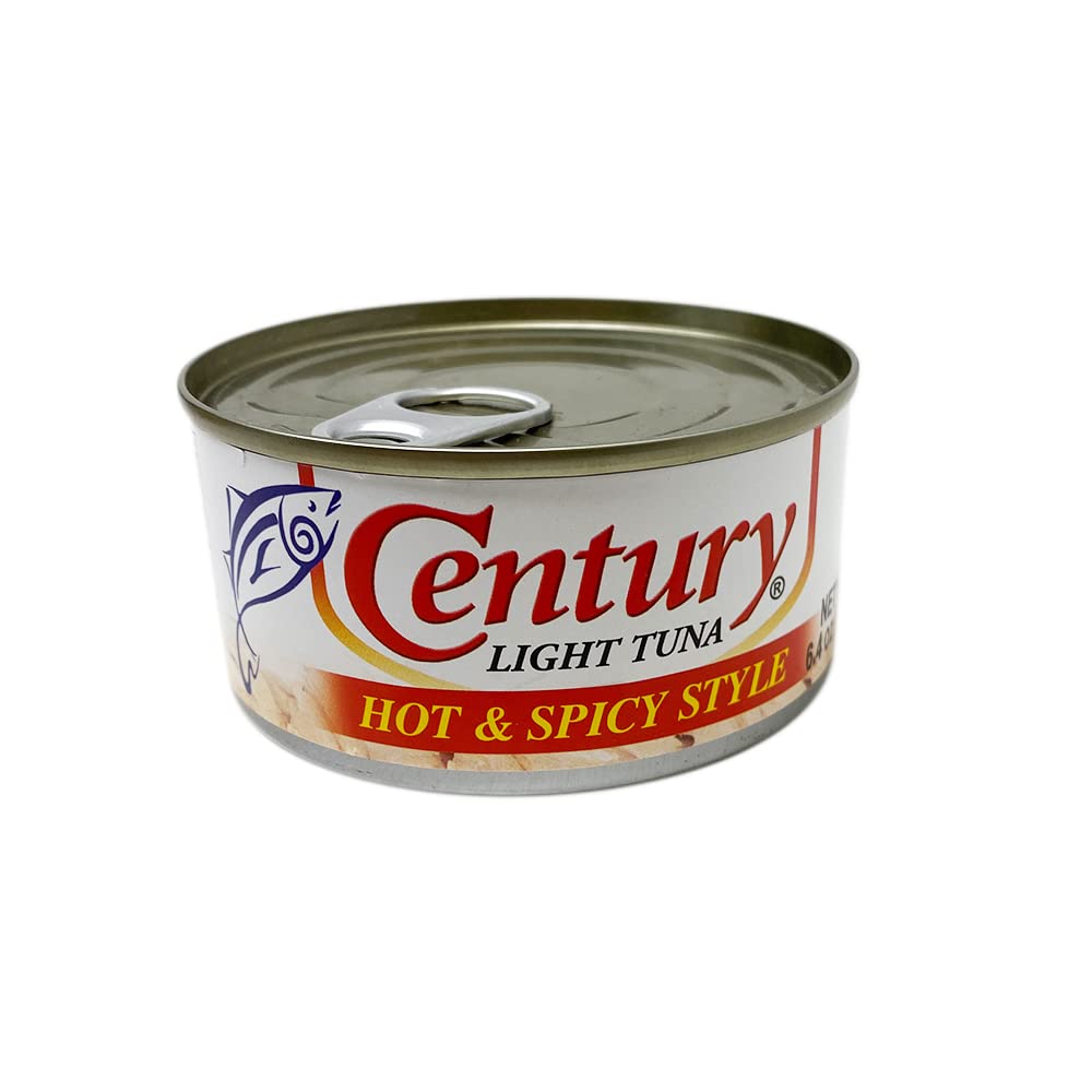 Century Tuna Hot & Spicy Flaked Light Tuna in Oil — High Protein & Omega-3 DHA (Pack of 6)