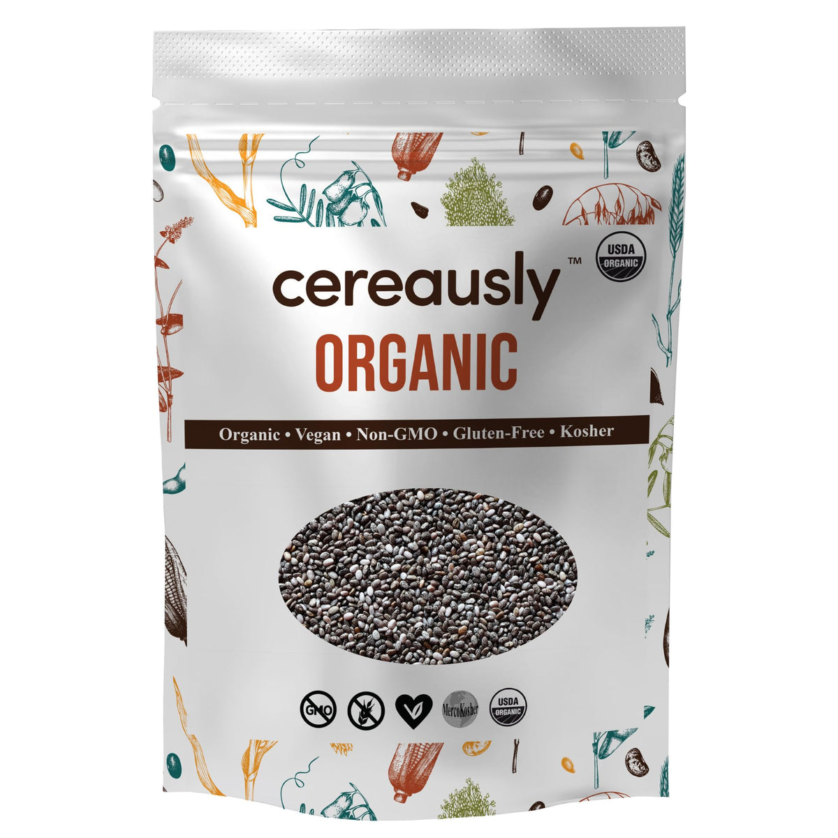 Cereausly Organic Black Chia Seeds 4 lb – High Fiber & Omega-3