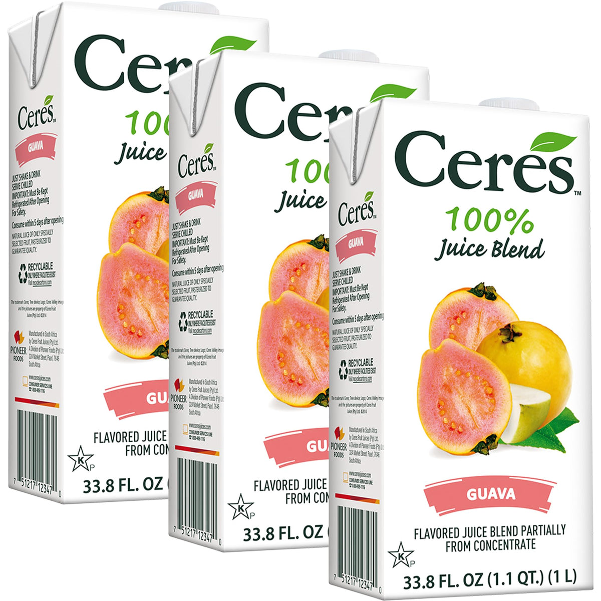 Ceres Guava Juice Blend 3-Pack – 100% Juice, Vitamin C, Kosher