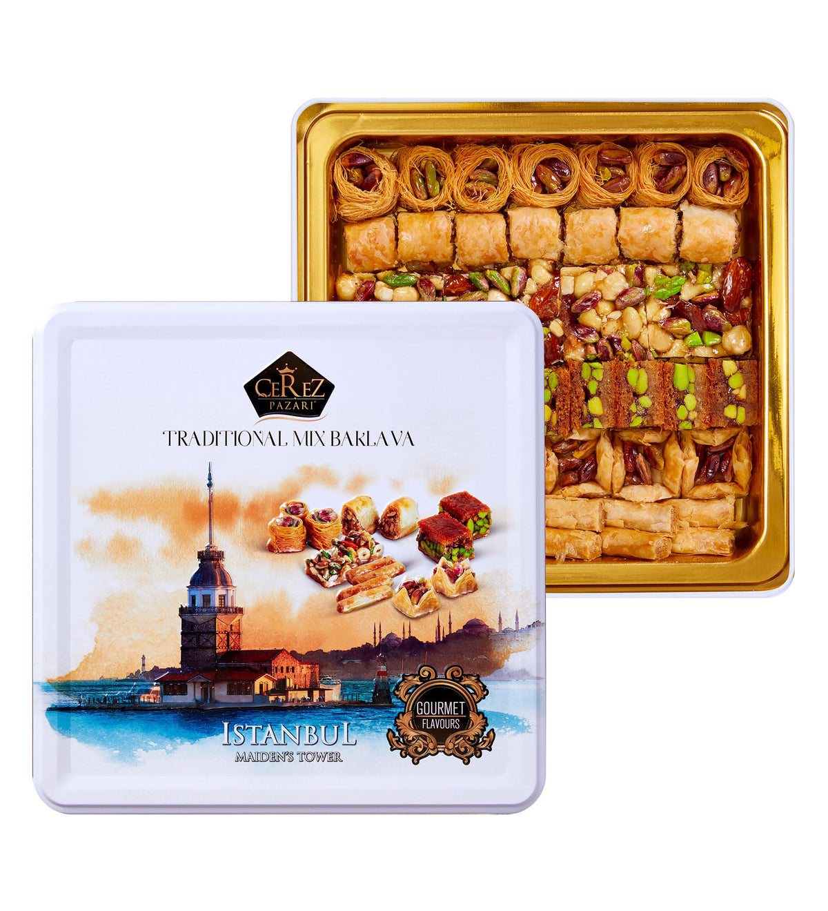 Cerez Pazari Baklava Gift Set – Turkish Nut & Spice Pastry Gift Box, 45–48 Pieces, 1.32 lb