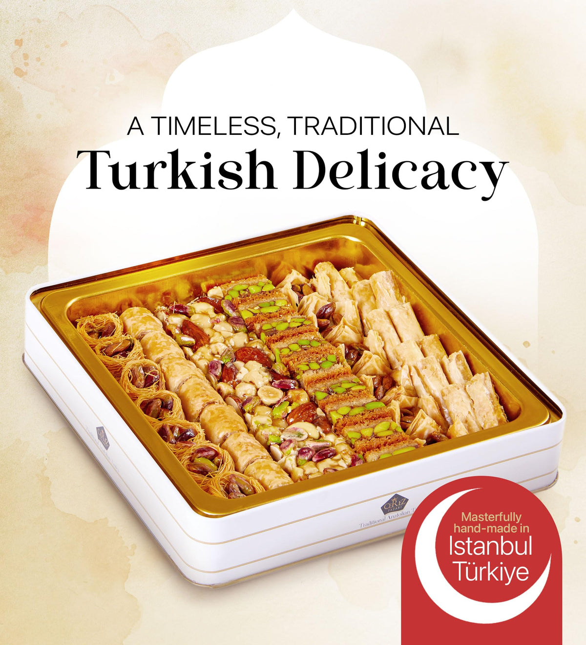 Cerez Pazari Baklava Gift Set – Turkish Nut & Spice Pastry Gift Box, 45–48 Pieces, 1.32 lb