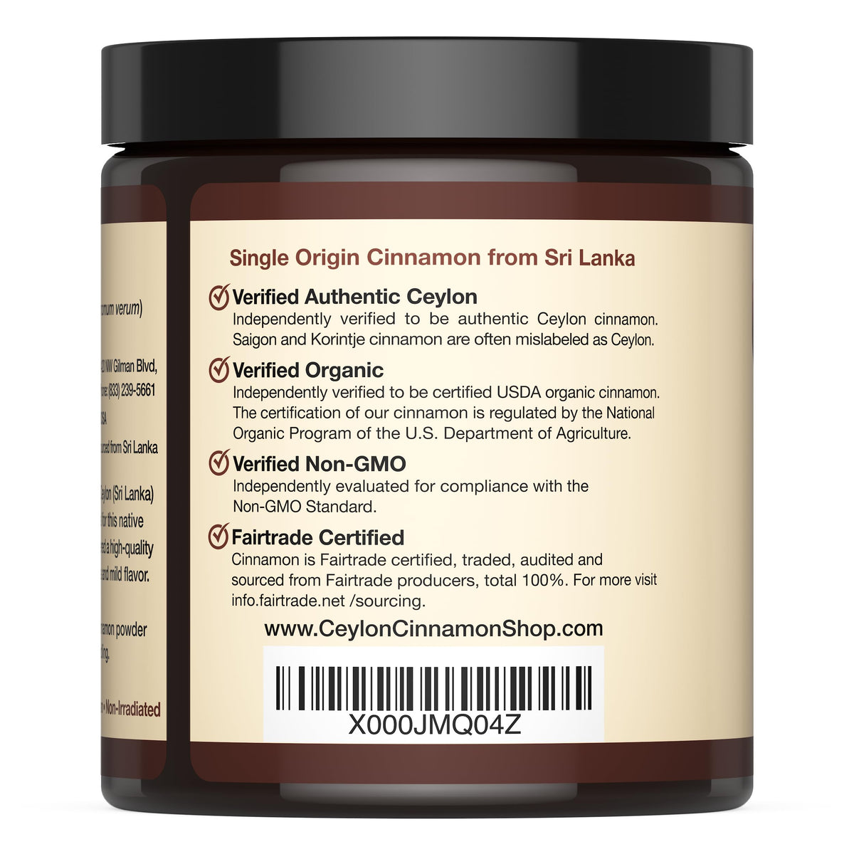 Ceylon Cinnamon Shop Organic Ceylon Cinnamon Powder - 8 oz, 100% Certified