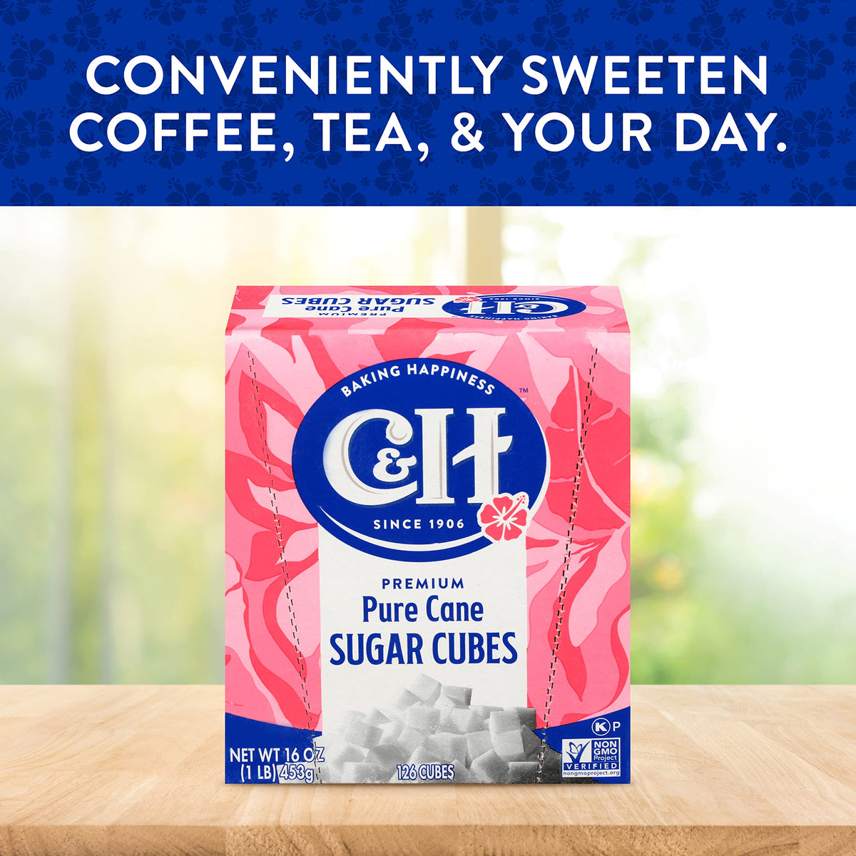 C&H Premium Pure Cane Sugar Cubes — 1 lb Boxes (Pack of 3) for Coffee & Tea, Portion Control