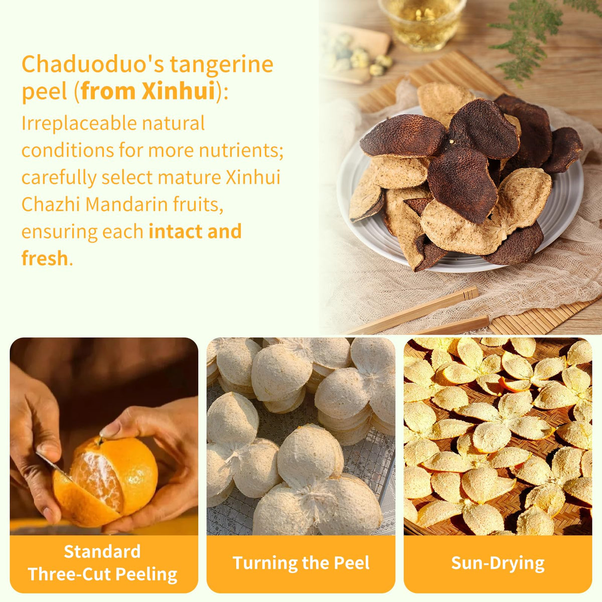 CHADUO Dried Tangerine Peel Tea – 5-Year Aged Xinhui Chen Pi, 70g