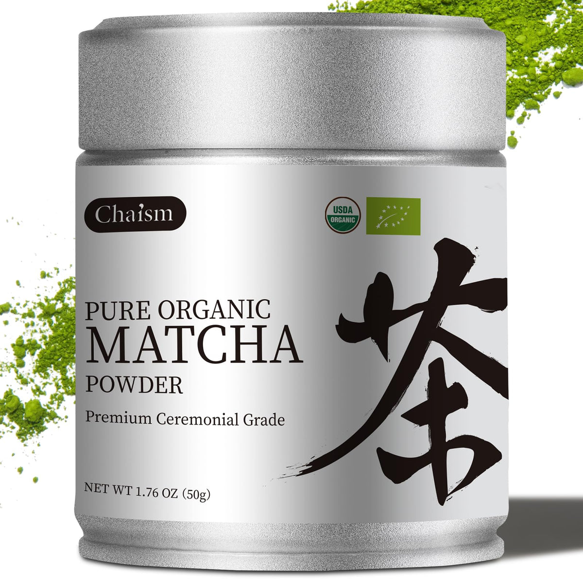 Chaism Ceremonial Grade Matcha Green Tea Powder – USDA Organic, 1.76 oz Tin, First Harvest