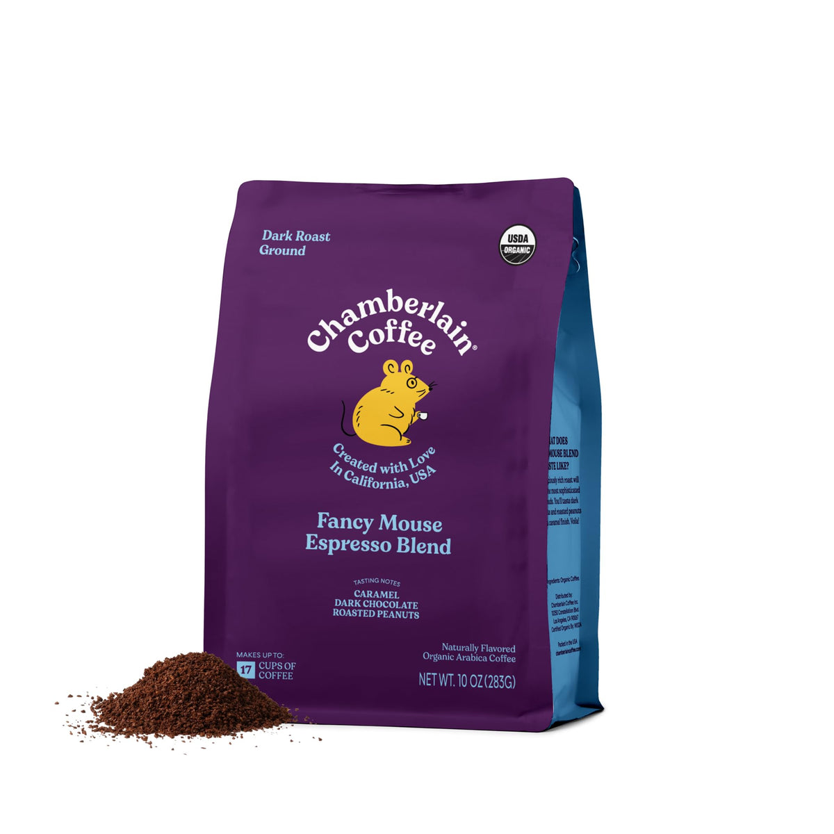 Chamberlain Coffee Organic Espresso Dark Roast Ground – Smooth & Balanced with Dark Chocolate, Peanuts & Caramel | 10 oz