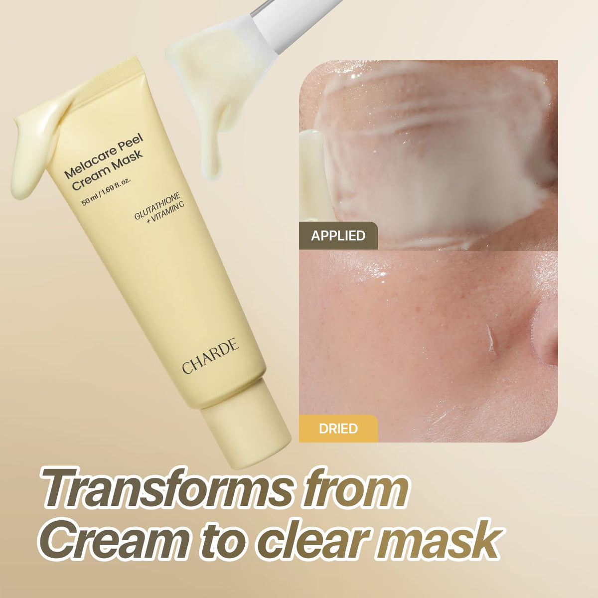 CHARDE Peel Off Cream Mask for Dark Spots, Brighter, Even Skin (1.69 fl oz)