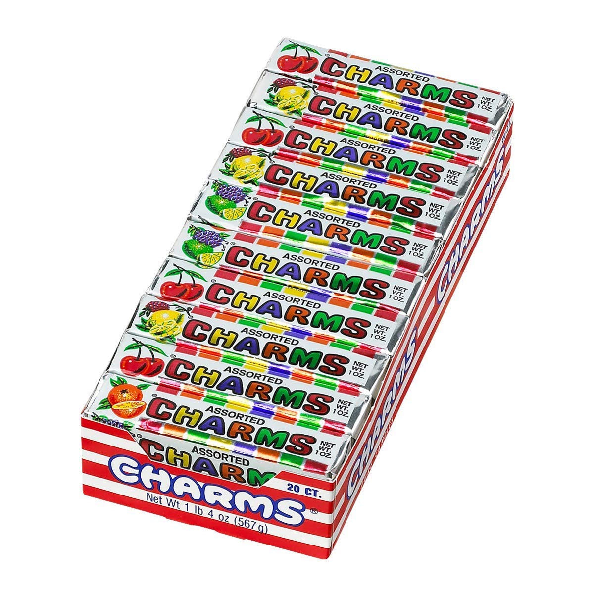 Charms Squares Assorted Fruit Flavors – 20 Count (Pack of 1) | Classic Hard Candy