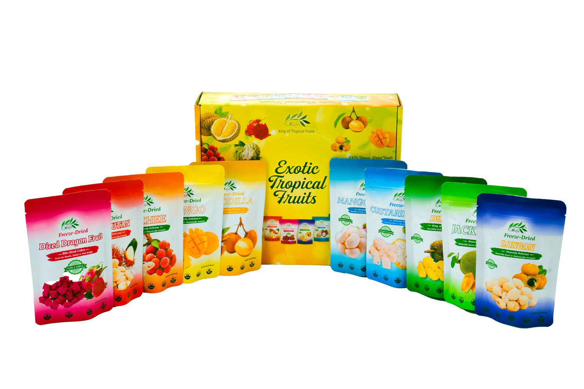 CHAVI Freeze-Dried Exotic Tropical Fruits Gift Box (Pack of 10) – No Additives, Non-GMO, Vegan, Gluten-Free | 180 g