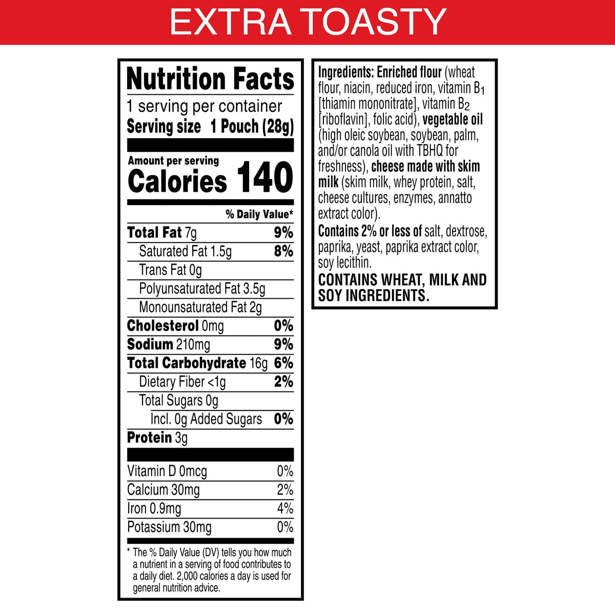 Cheez-It Extra Toasty Cheese Crackers – 40 Pouches, Single-Serve Baked Snack Crackers