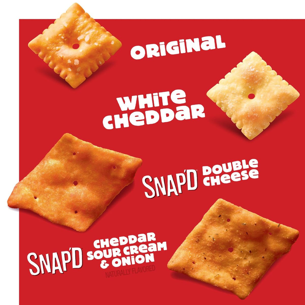 Cheez-It Cheese Crackers Variety Pack – 42 Packs (Original, White Cheddar, Snap'd, Sour Cream & Onion)