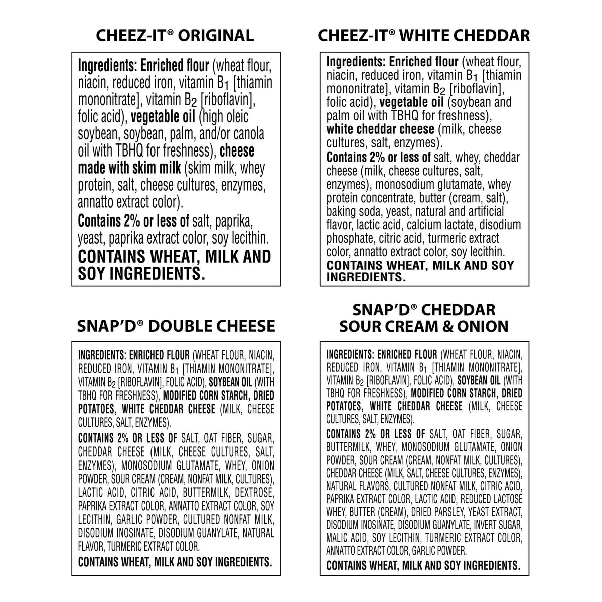 Cheez-It Cheese Crackers Variety Pack – 42 Packs (Original, White Cheddar, Snap'd, Sour Cream & Onion)